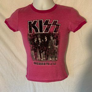 New Vintage Rare Kiss Band 2004 Pink T Shirt Small